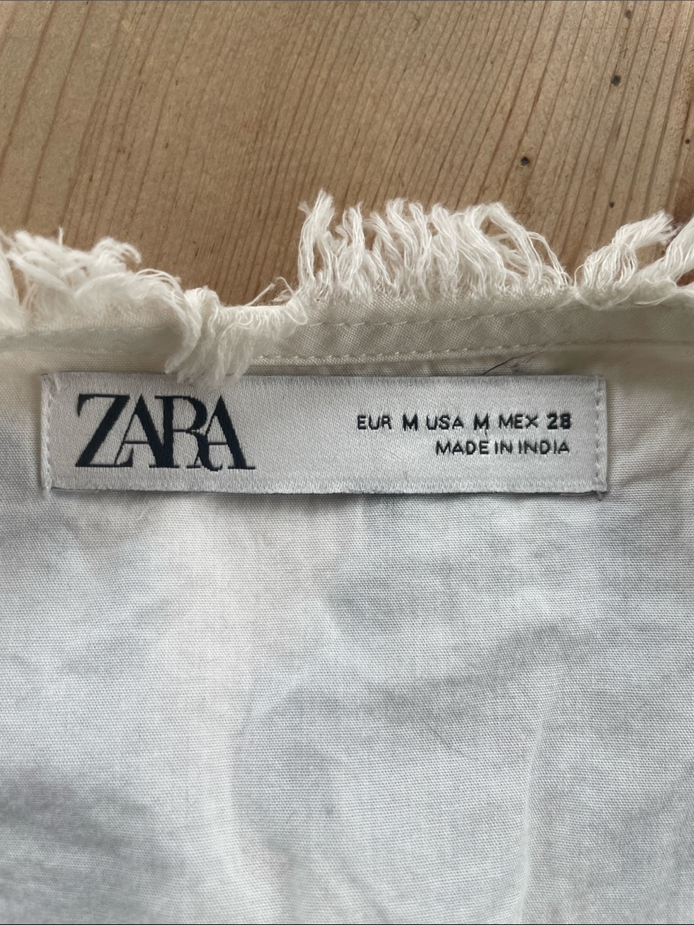 Zara White Boho Embroidered Tie-Front Top with Blue Accents Coastal Chic - Picture 8 of 8